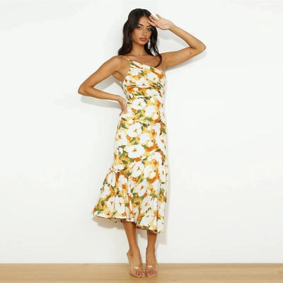 Alice | Asymmetrisches Maxikleid mit floralem Muster für Damen