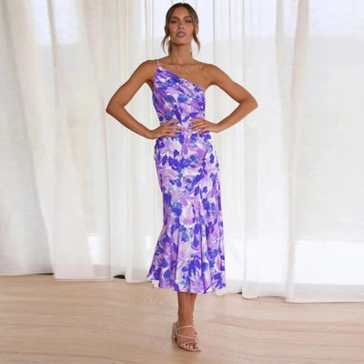 Alice | Asymmetrisches Maxikleid mit floralem Muster für Damen