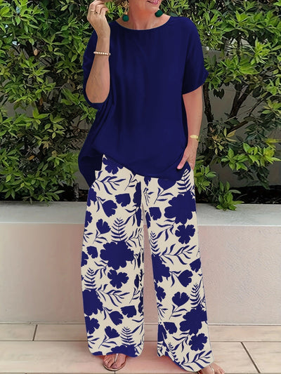 Livia | Blumenhose mit weitem Bein