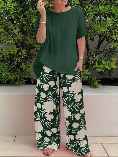 Livia | Blumenhose mit weitem Bein